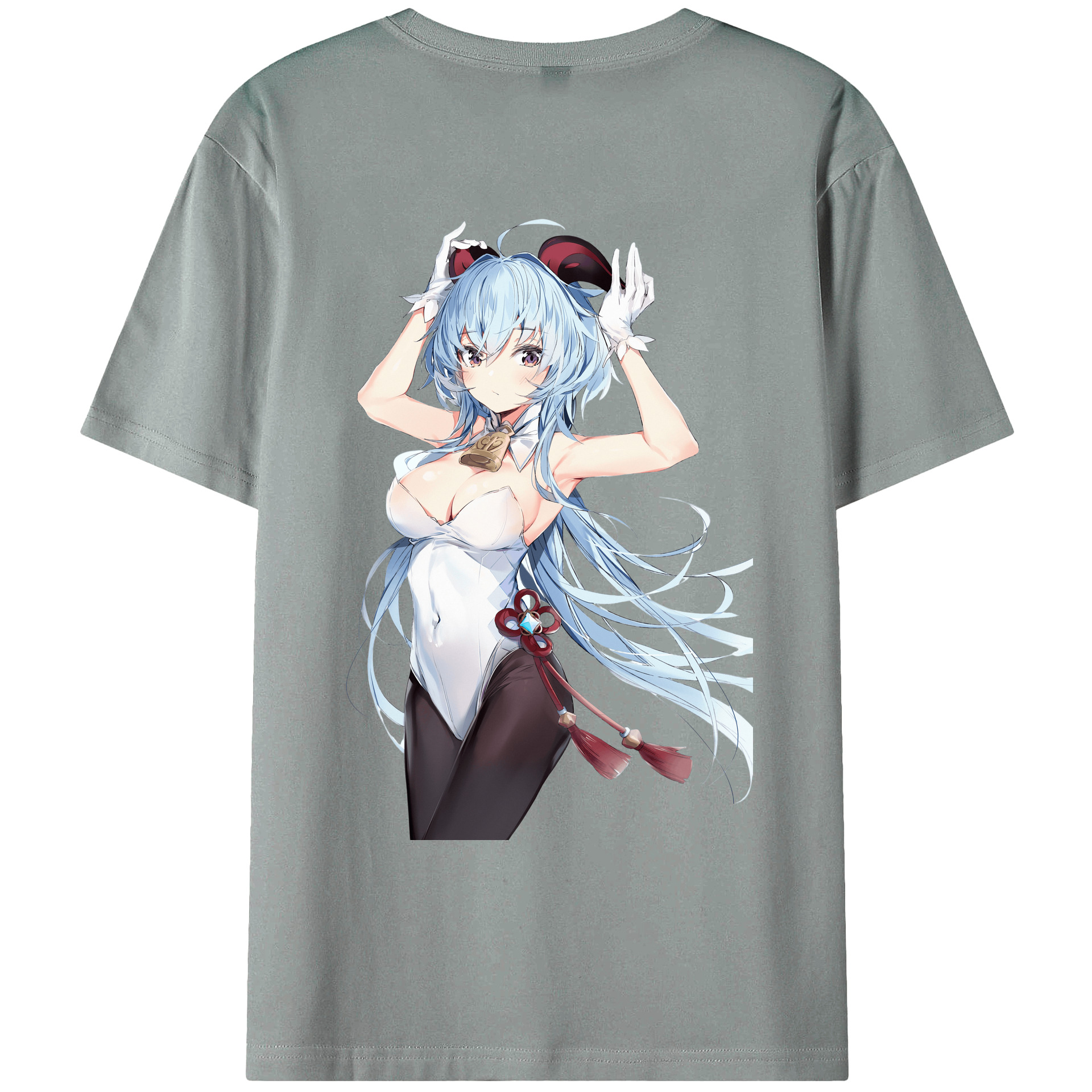 げんし神 甘雨 かんう genshin Ganyu 綿100％ メンズ半袖Tシャツ（バックプリント） 通気性
